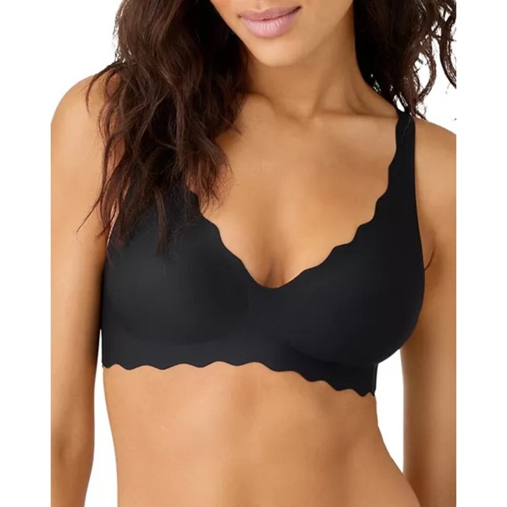 b.tempt'd NWT Women's b.wow'd Wirefree Bralette Size XL Black Scalloped Edges